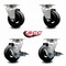 Service Caster 4 Inch Rubber on Cast Iron Swivel Caster Set with Roller Bearings 2 Brakes SCC-20S420-RSR-2-TLB-2 - alternate 4